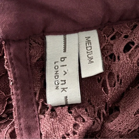 Anthropologie Bl^nk London Wine Lace Savannah Long Sleeve Top Medium - Picture 13 of 13